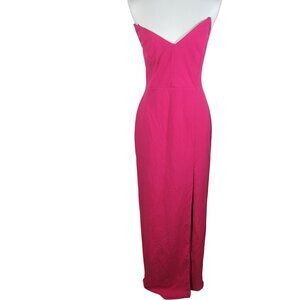 Lulus Parveen Hot Pink Strapless Column Maxi Dress Size L